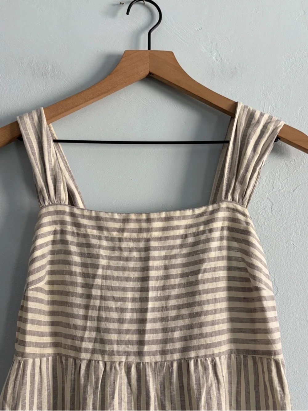 Madewell Striped Tiered Maxi Dress Hemp Vertical Stripe Plain - Picture 3 of 14